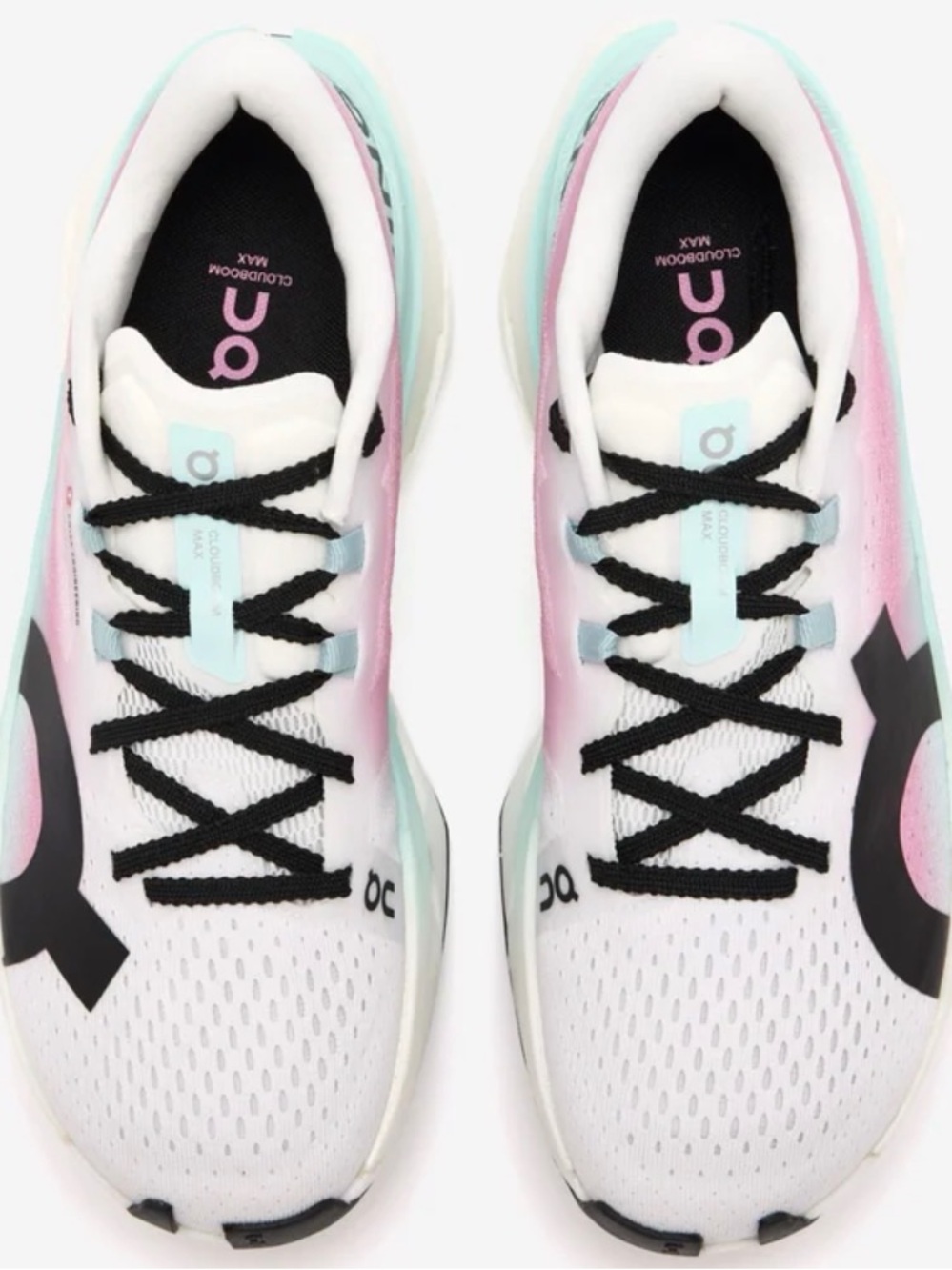 On Running Women's Athletic Sneakers in White with Pink & Mint Accents sz 11
